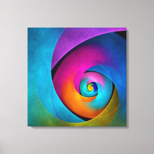 Moderne Bloemen Abstracte Kunst Roze Blauw Patroon Canvas Afdruk