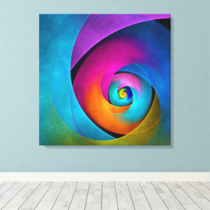 Moderne Bloemen Abstracte Kunst Roze Blauw Patroon Canvas Afdruk