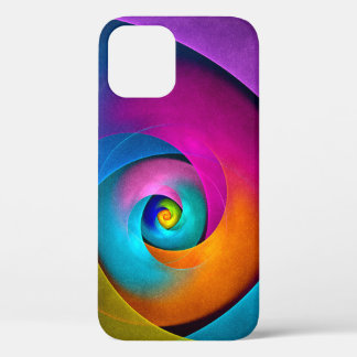 Moderne Bloemen Abstracte Kunst Roze Blauw Patroon iPhone 12 Hoesje