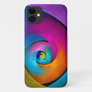 Moderne Bloemen Abstracte Kunst Roze Blauw Patroon iPhone 11 Hoesje