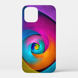 Moderne Bloemen Abstracte Kunst Roze Blauw Patroon iPhone 12 Mini Hoesje