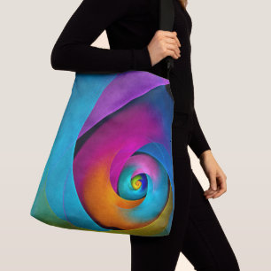 Moderne Bloemen Abstracte Kunst Roze Blauw Patroon Crossbody Tas