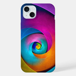 Moderne Bloemen Abstracte Kunst Roze Blauw Patroon iPhone 15 Plus Case