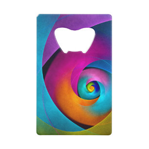 Moderne Bloemen Abstracte Kunst Roze Blauw Patroon Kredietkaart Flessenopener