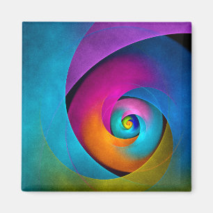 Moderne Bloemen Abstracte Kunst Roze Blauw Patroon Magneet