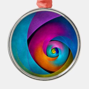 Moderne Bloemen Abstracte Kunst Roze Blauw Patroon Metalen Ornament