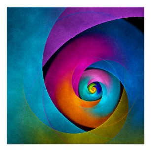 Moderne Bloemen Abstracte Kunst Roze Blauw Patroon Perfect Poster