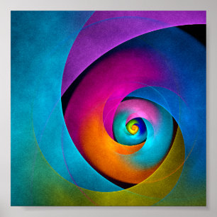 Moderne Bloemen Abstracte Kunst Roze Blauw Patroon Poster