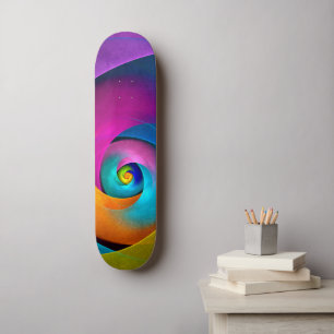 Moderne Bloemen Abstracte Kunst Roze Blauw Patroon Skateboard