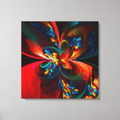 Moderne Bloemen Abstracte Kunst Sinaasappel Blauw Canvas Afdruk (Voorkant)