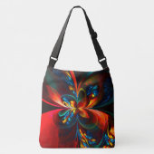 Moderne Bloemen Abstracte Kunst Sinaasappel Blauw Crossbody Tas (Voorkant)