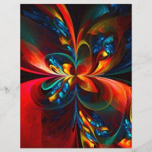 Moderne Bloemen Abstracte Kunst Sinaasappel Blauw Flyer