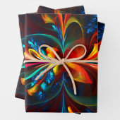 Moderne Bloemen Abstracte Kunst Sinaasappel Blauw Inpakpapier Vel (In situ)