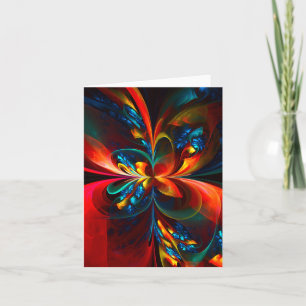 Moderne Bloemen Abstracte Kunst Sinaasappel Blauw  Kaart