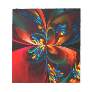 Moderne Bloemen Abstracte Kunst Sinaasappel Blauw Notitieblok