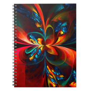 Moderne Bloemen Abstracte Kunst Sinaasappel Blauw Notitieboek