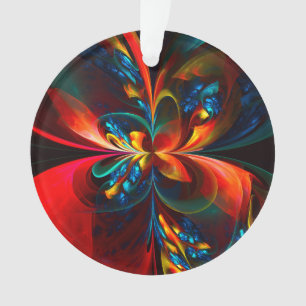 Moderne Bloemen Abstracte Kunst Sinaasappel Blauw  Ornament