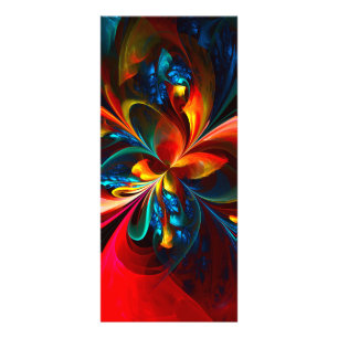 Moderne Bloemen Abstracte Kunst Sinaasappel Blauw Reclamekaart
