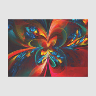 Moderne Bloemen Abstracte Kunst Sinaasappel Blauw Tissuepapier