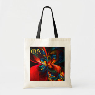 Moderne Bloemen Abstracte Kunst Sinaasappel Blauw Tote Bag