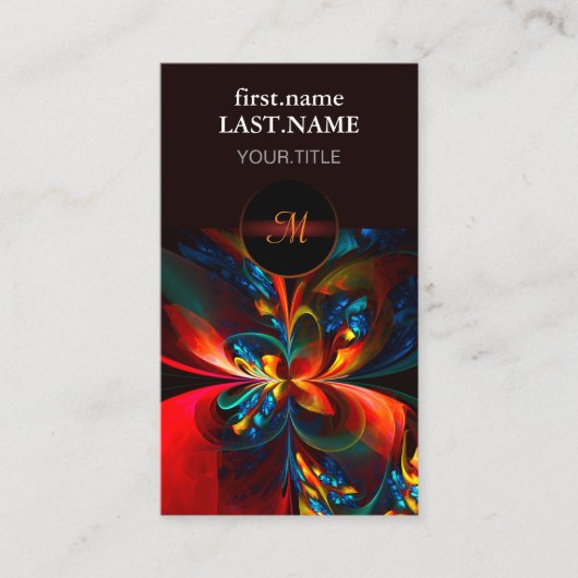 Moderne Bloemen Abstracte Kunst Sinaasappel Blauw Visitekaartje (Voorkant)