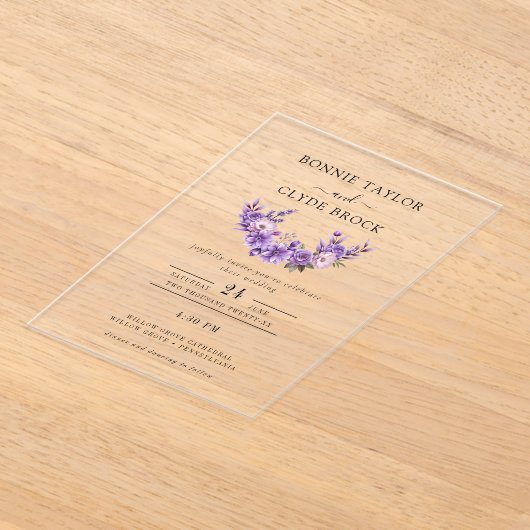 Moderne Bloemen Acryl Huwelijksuitnodiging Suite Acryl Uitnodigingen (Laagn)