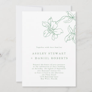 Moderne Bloemen Botanische Salie Groene bruiloft Kaart