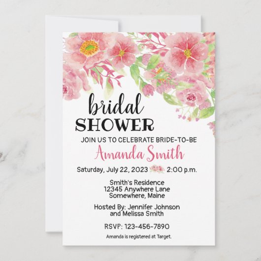 Moderne Bloemen Bruids Douche Uitnodiging (Voorkant)