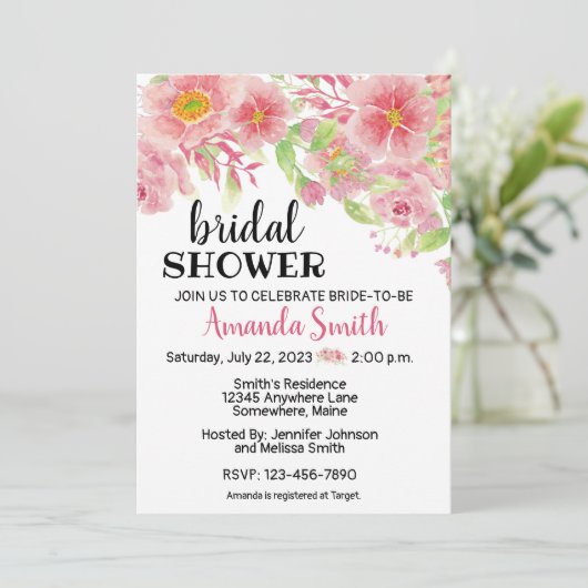 Moderne Bloemen Bruids Douche Uitnodiging (Staand voorkant)