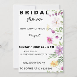 Moderne bloemen bruids douche uitnodiging