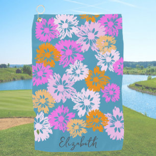 Moderne bloemen cadeau voor haar Lady Golfer aange Golfhanddoek
