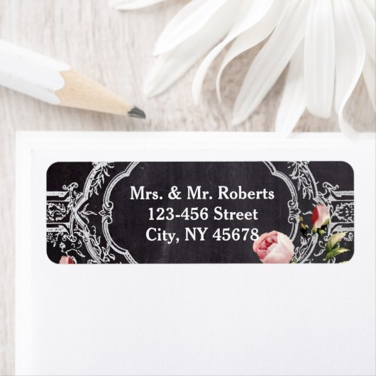 moderne bloemen Chalkboard bruiloft Etiket (Insitu)