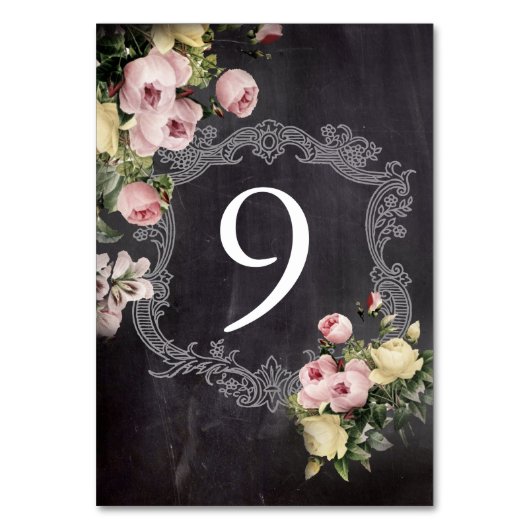 moderne bloemen Chalkboard bruiloft Kaart (Achterkant)