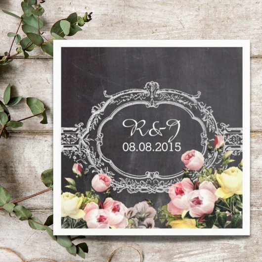moderne bloemen Chalkboard bruiloft Servet