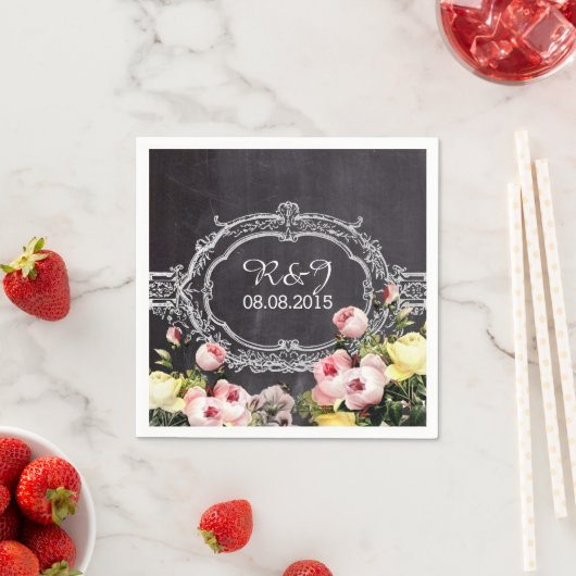moderne bloemen Chalkboard bruiloft Servet (Insitu)