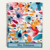 Moderne bloemen Custom naam cover Weekly & Monthly Planner (Voorkant)