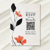 Moderne Bloemen Elegantie Vetgedrukte Bloemen QR C RSVP Kaartje