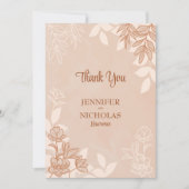 Moderne bloemen en bladeren voor bruiloft bedankkaart (Voorkant)