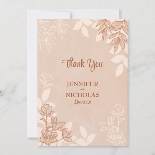 Moderne bloemen en bladeren voor bruiloft bedankkaart (Voorkant)
