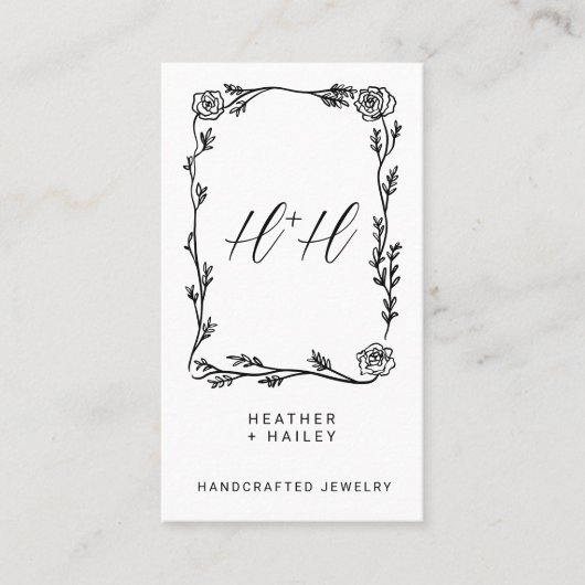 Moderne bloemen en wijnstokken grens sieraden ontw visitekaartje