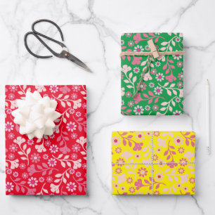 moderne bloemen en wijnstokken inpakpapier vel