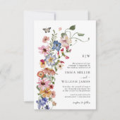 Moderne Bloemen Foto Bruiloft Kaart (Voorkant)