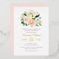 Moderne Bloemen Gouden Kruis Meisjes Eerste Commun