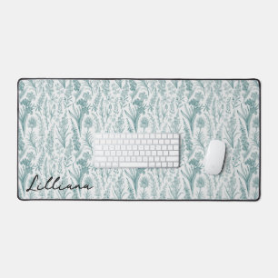 Moderne  Bloemen Groene Wildflower Aangepaste Naam Bureaumat