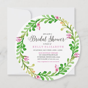 MODERNE BLOEMEN KRANS bruids douche uitnodiging