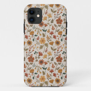 Moderne bloemen laten Gold Rust Girly afdrukken iPhone 11 Hoesje