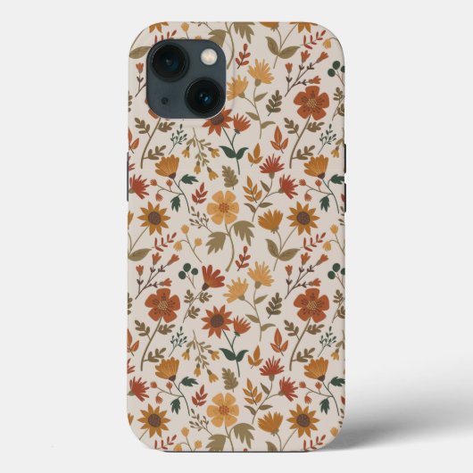 Moderne bloemen laten Gold Rust Girly afdrukken Case-Mate iPhone Case (Achterkant)