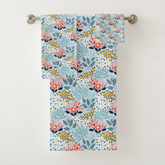 Moderne bloemen op blauw bad handdoek (Insitu)