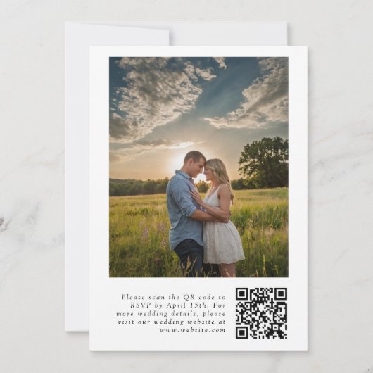 Moderne Bloemen QR Code Foto Huwelijksuitnodiging Kaart (Achterkant)