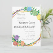 Moderne Bloemen Regenboog geometrische bruiloft Kaart (Staand voorkant)